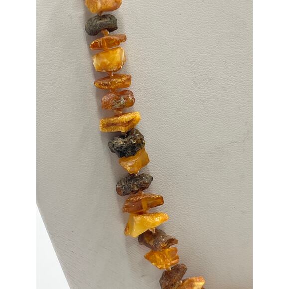 Genuine Baltic Amber Chip Bead Natural Honey Brown Gemstone Screw Clasp Necklace - Picture 10 of 12